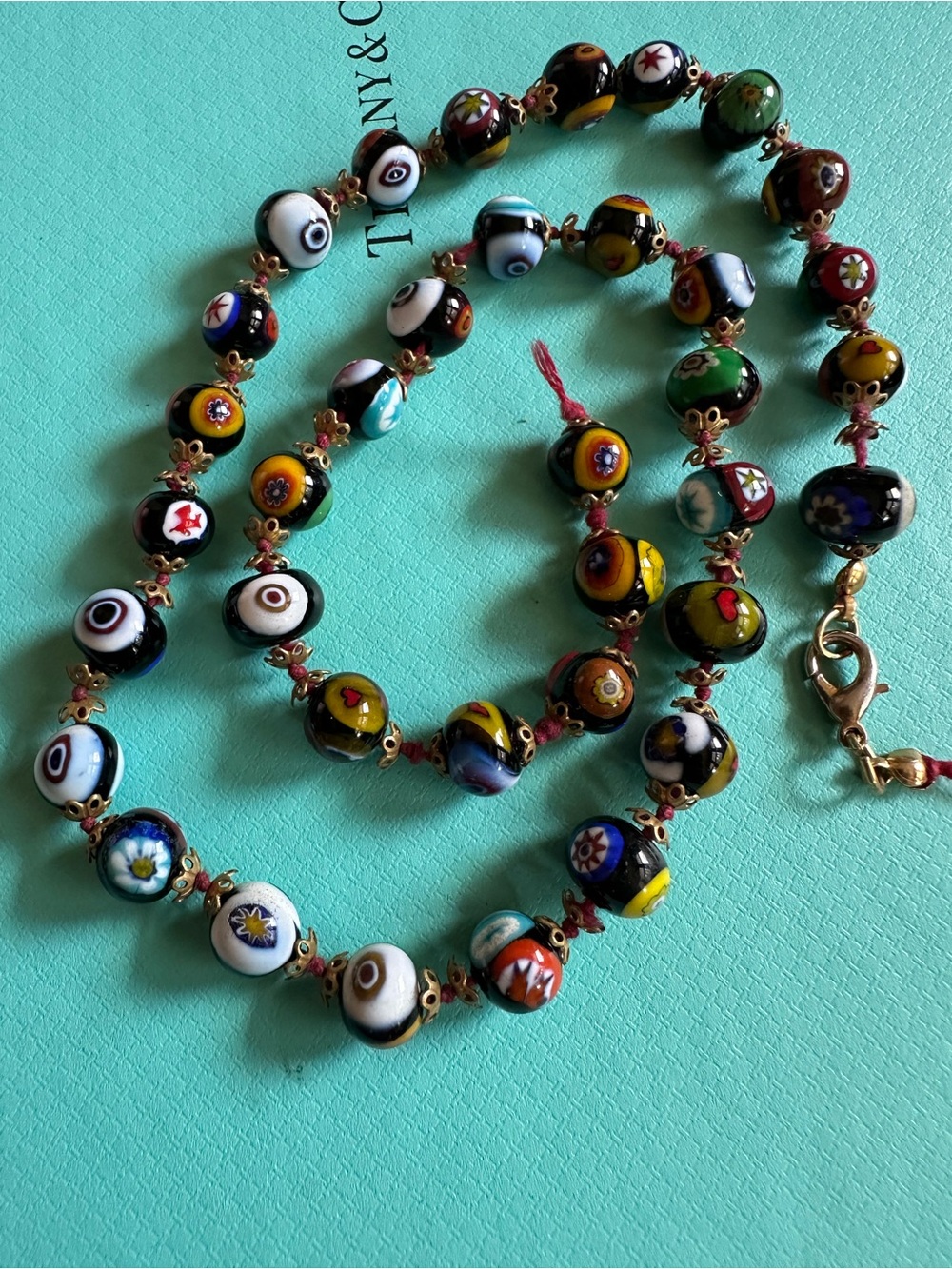 Vintage Italian Murano Venetian Millefiori Glass Beaded Necklace Broke